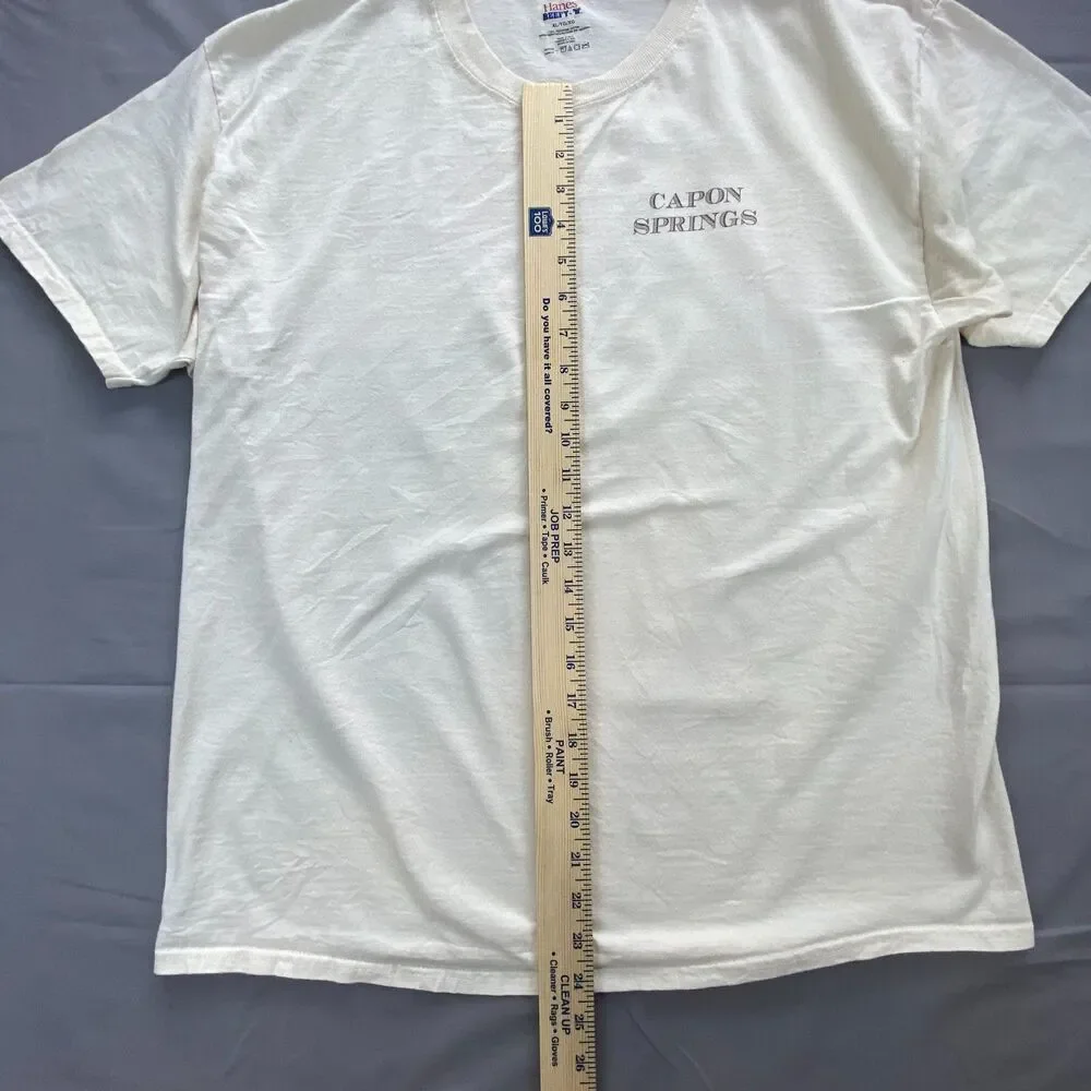 Hanes Beefy-T Mens XL Off White Capon Springs West Virginia Graphic T-Shirt